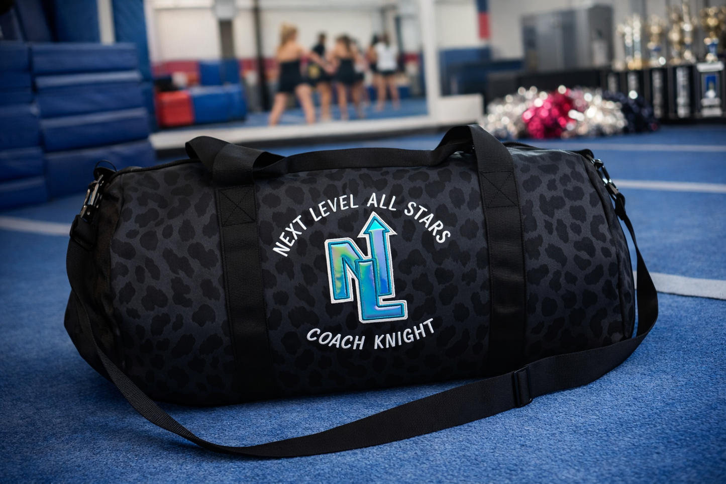 Custom Cheetah Print Cheer Duffle Bag – Personalized Athlete or Coach Bag