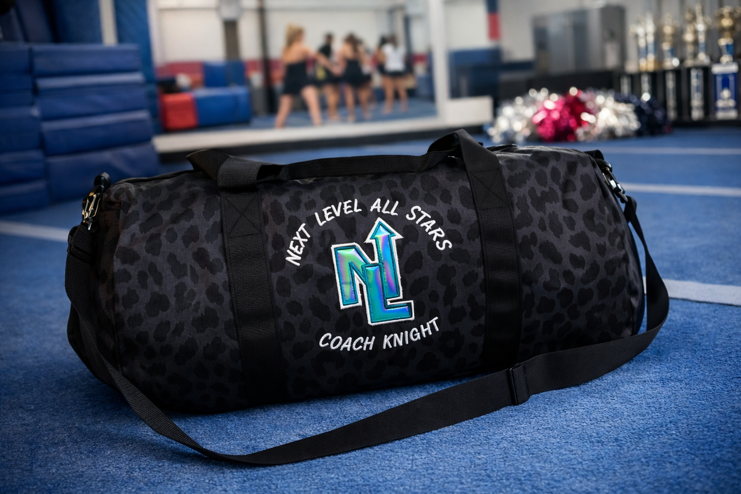 Custom Cheetah Print Cheer Duffle Bag – Personalized Athlete or Coach Bag