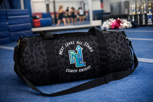 Custom Cheetah Print Cheer Duffle Bag – Personalized Athlete or Coach Bag