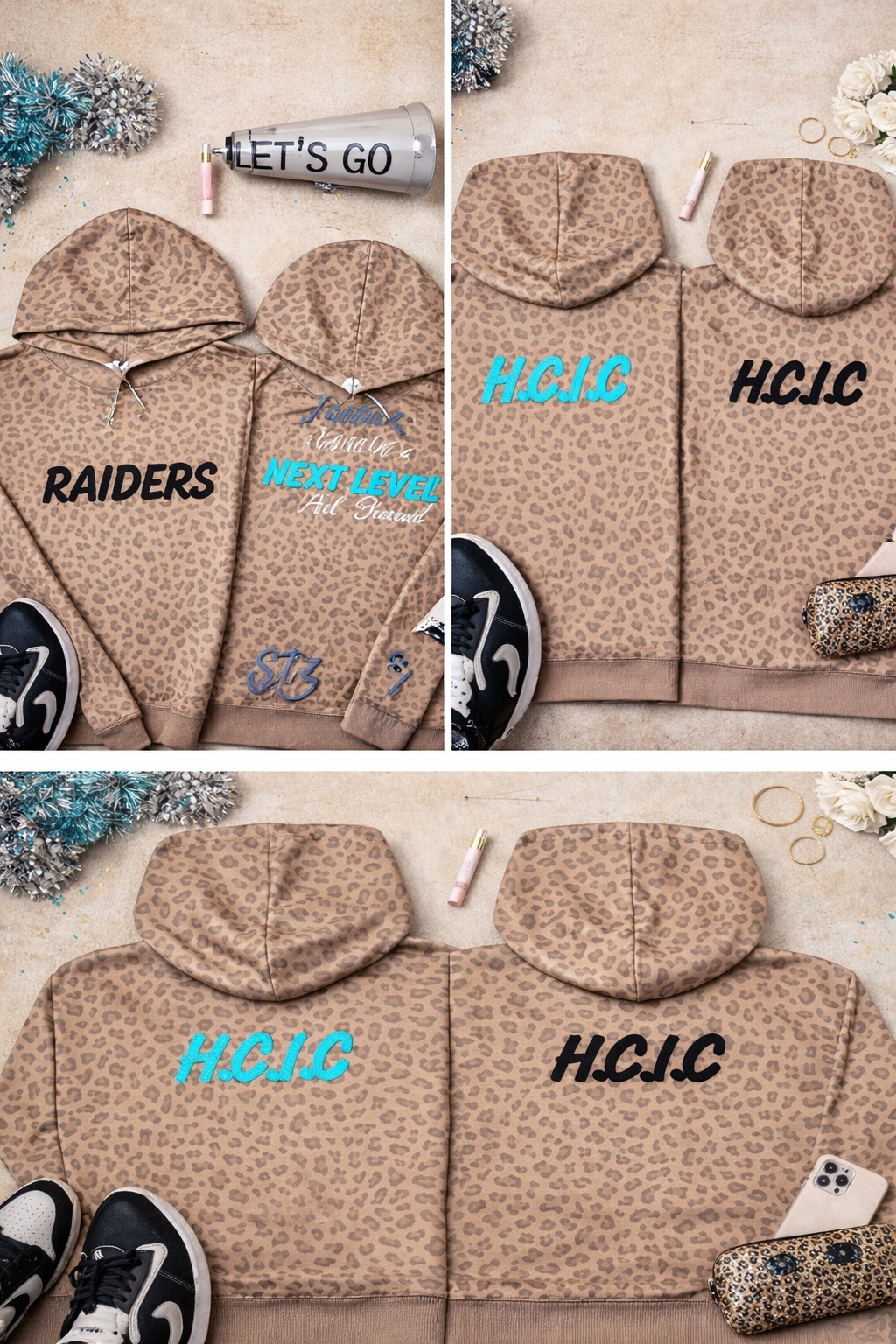 HCIC Leopard Embroidered Hoodie- Sideline Presence Collection.   For the ones who lead from the sidelines — not blend into them.