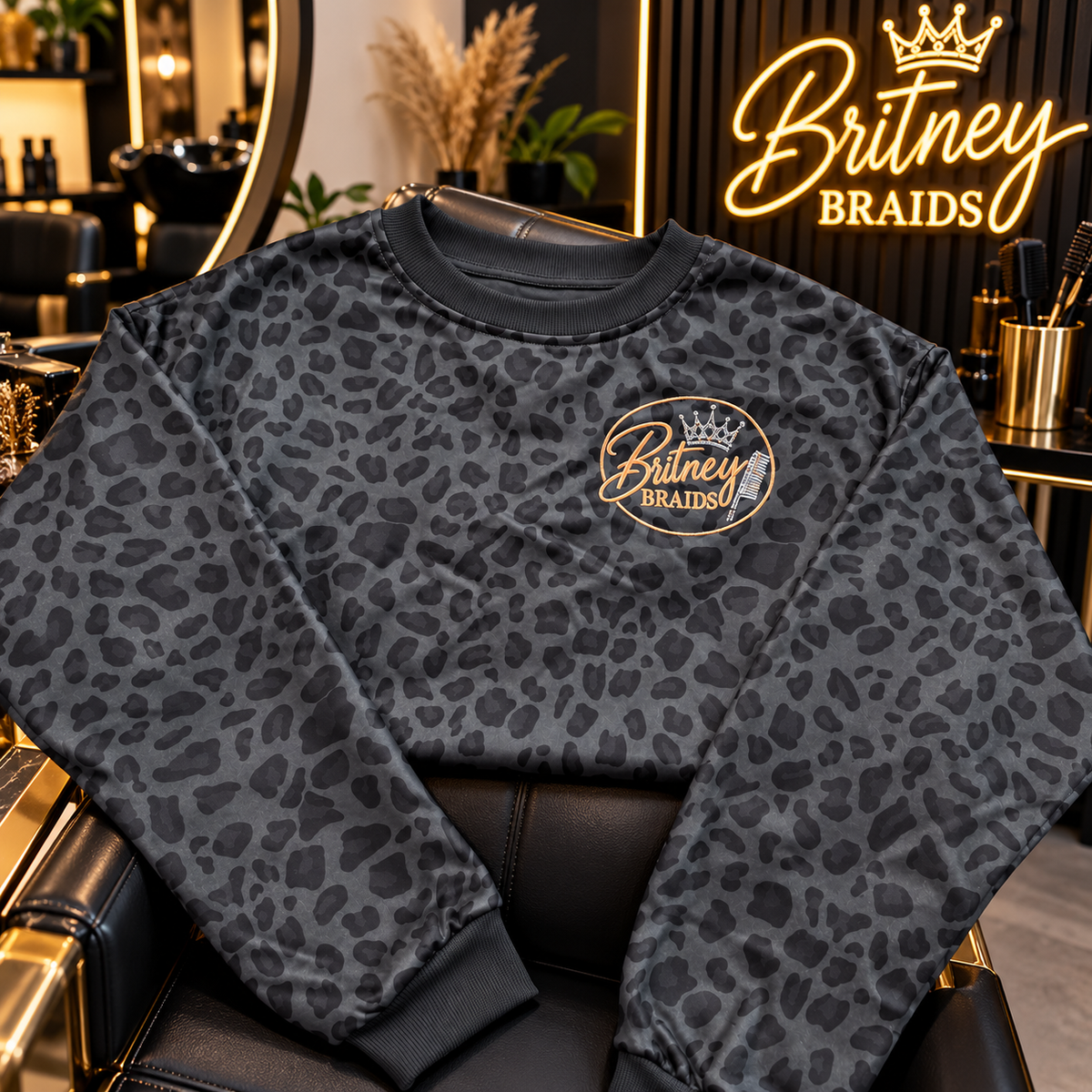 Britney Braids Leopard Crew & Hoodie
