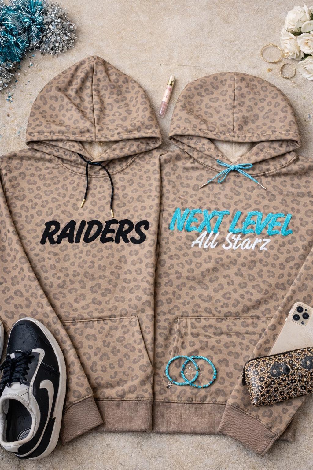 HCIC Leopard Embroidered Hoodie- Sideline Presence Collection.   For the ones who lead from the sidelines — not blend into them.